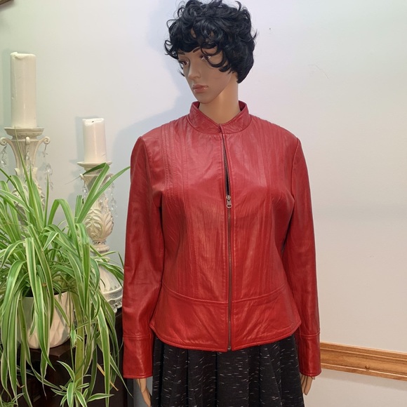 Snazzie Jackets & Blazers - Red Leather jacket super cute size M